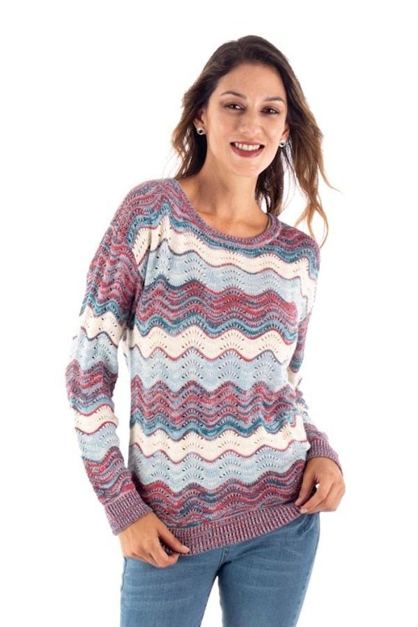 Alternate image for Pointelle Knit Cotton Sweater Color Waves
