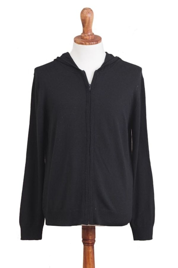 Alternate image for Black Cotton Blend Mens Hoodie Sweater Licorice Black Adventure