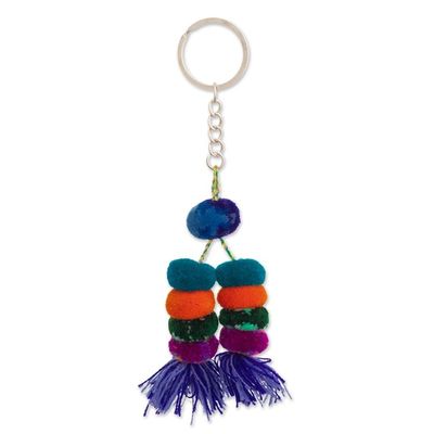 Alternate image for Multicolor Pompom Keychain from Peru Colorful Tails