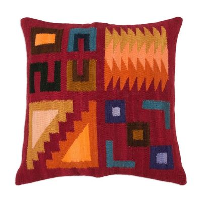 Alternate image for Square Wool Cushion Cover from Peru Inca Labyrinth
