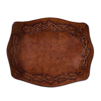 Alternate image for Peruvian Handcrafted Tooled Leather Andean Catchall Bramblebush