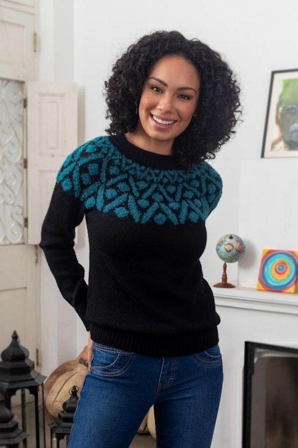 Alternate image for Knit 100 Alpaca Sweater Modern Geometry