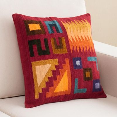 Alternate image for Square Wool Cushion Cover from Peru Inca Labyrinth