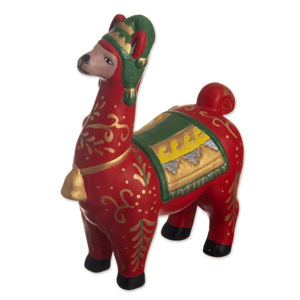 Alternate image for Hand Painted Holiday Llama Sculpture Holiday Llama in Red