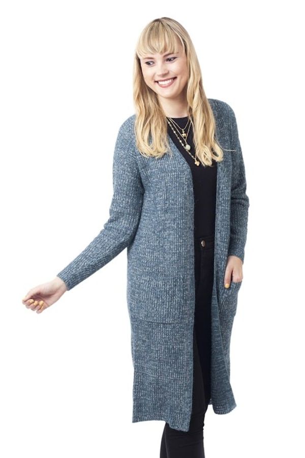 Alternate image for Azure Blue Alpaca Blend Long Sleeve Duster Length Cardigan Mesa Mist