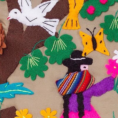 Alternate image for Handmade Folk Art Cotton Patterned Cushion Cover Mothers Day