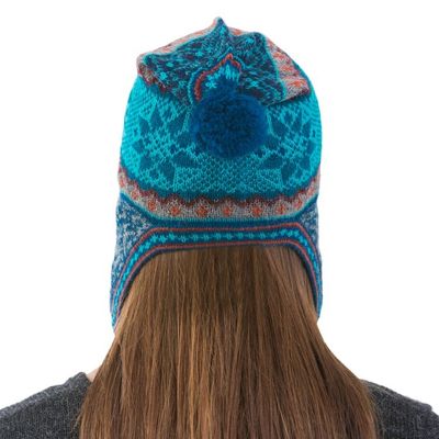 Alternate image for Alpaca Chullo Hat in Azure and Smoke from Peru Andean Snowfall