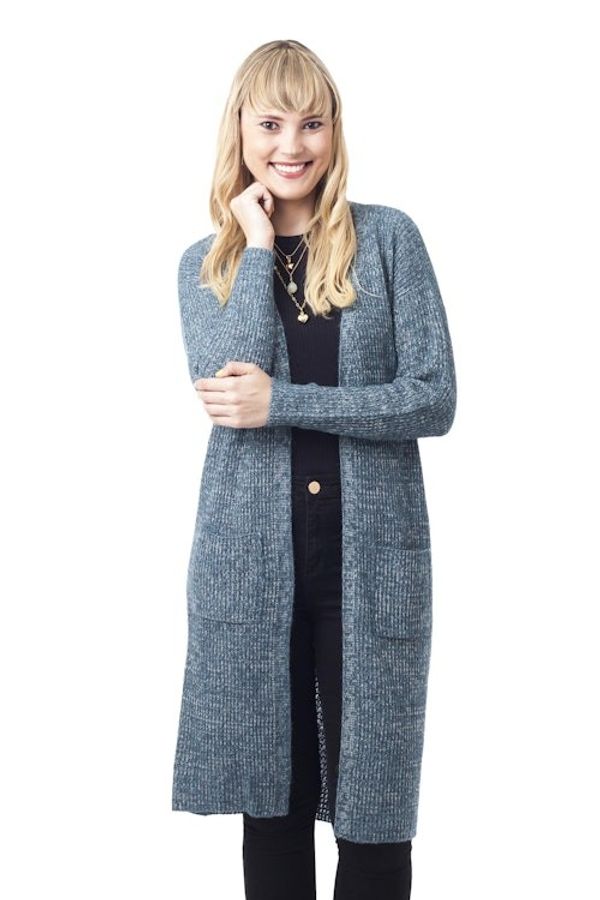 Alternate image for Azure Blue Alpaca Blend Long Sleeve Duster Length Cardigan Mesa Mist