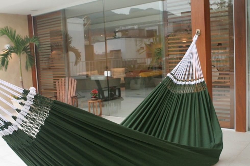 Brazilian Solid Green Cotton Fabric Hammock Double 'Ipanema Palm'