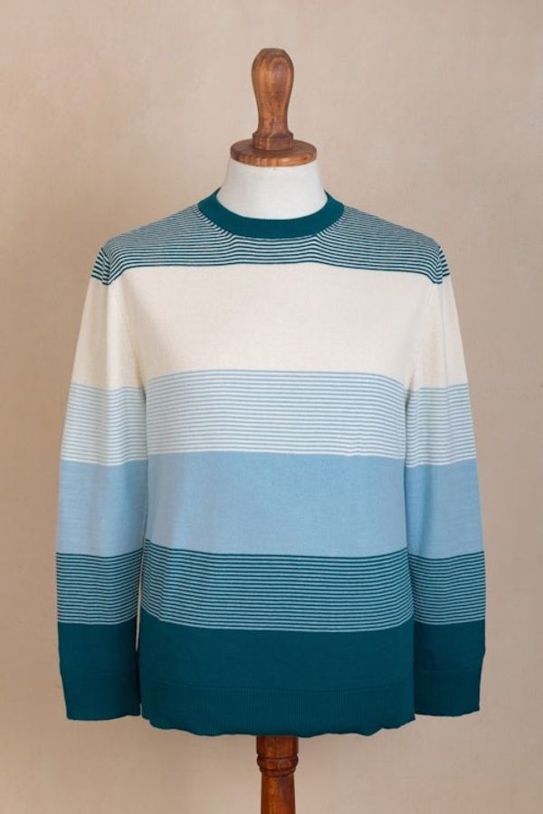 Alternate image for Mens Striped Pima Cotton Sweater Cool Horizons