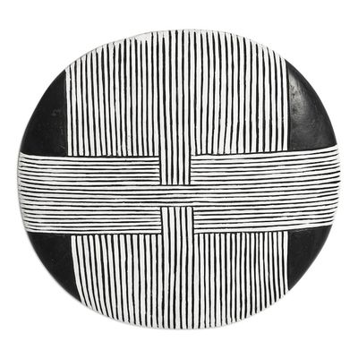 Alternate image for Hand-Carved African Wood Mask in Black and White Tones Bamun Guard