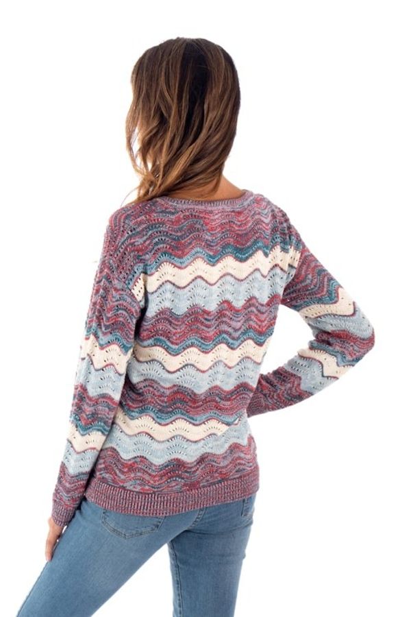 Alternate image for Pointelle Knit Cotton Sweater Color Waves