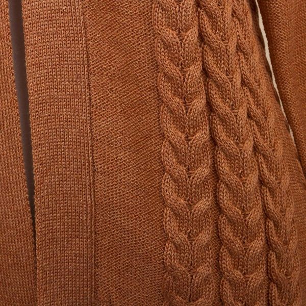 Alternate image for Eco Friendly Cable Knit Open Front Deep Orange Cardigan Ginger Cable Classic