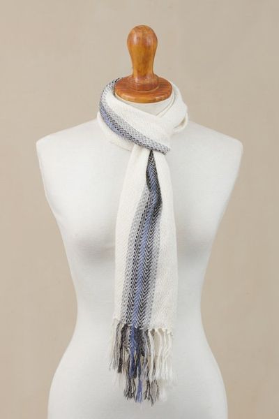 Alternate image for Handwoven 100 Baby Alpaca Wrap Scarf in Alabaster from Peru Elegant Accent