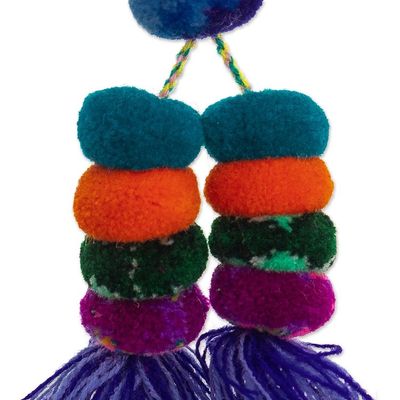Alternate image for Multicolor Pompom Keychain from Peru Colorful Tails