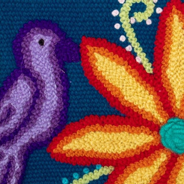 Alternate image for Hand-Woven  Hand-Embroidered Wool Cosmetic Bag with Sparrow Andean Sparrow