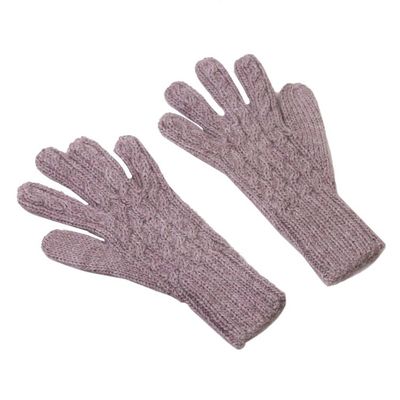 Alternate image for Cable Knit 100 Alpaca Gloves in Light Mauve from Peru Pretty in Pink Gloves 