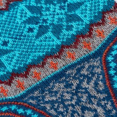 Alternate image for Alpaca Chullo Hat in Azure and Smoke from Peru Andean Snowfall