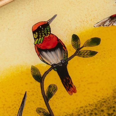 Alternate image for Nature-Themed Reverse-Painted Glass Tray in Warm Hues Joy at Sunset