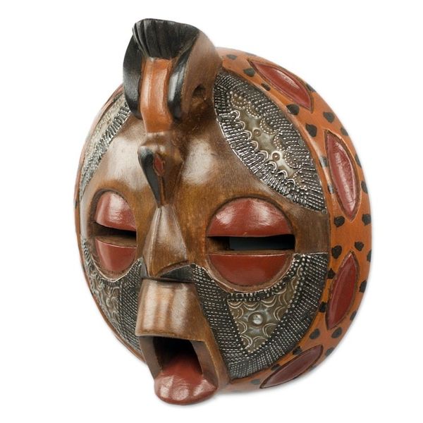 Alternate image for Circular Hand Crafted and Painted West African Mask Bird of Happiness