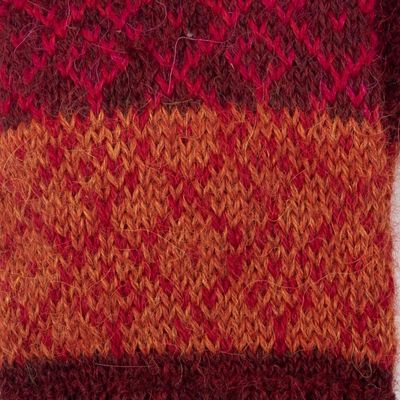 Alternate image for Handmade Alpaca Wool Patterned Gloves Diamond of the Andes