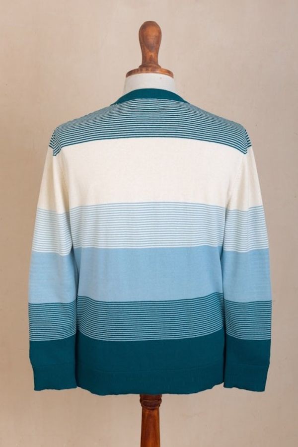 Alternate image for Mens Striped Pima Cotton Sweater Cool Horizons
