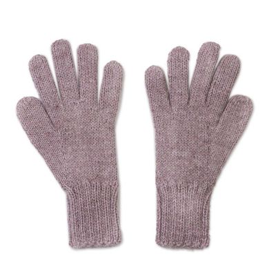 Alternate image for Cable Knit 100 Alpaca Gloves in Light Mauve from Peru Pretty in Pink Gloves 