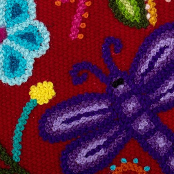 Alternate image for Hand-Woven Hand-Embroidered Wool Cosmetic Bag with Dragonfly Andean Dragonfly