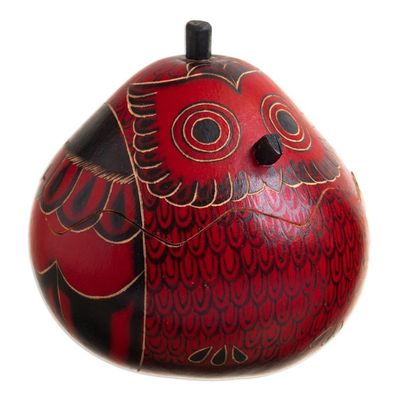 Alternate image for Decorative Owl Figures of Dried Mate Gourds from Peru Pair Fortunate Owls