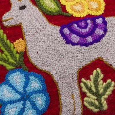 Alternate image for Llama-Themed Embroidered Wool Clutch in Pearl Grey Llama Glam in Pearl Grey