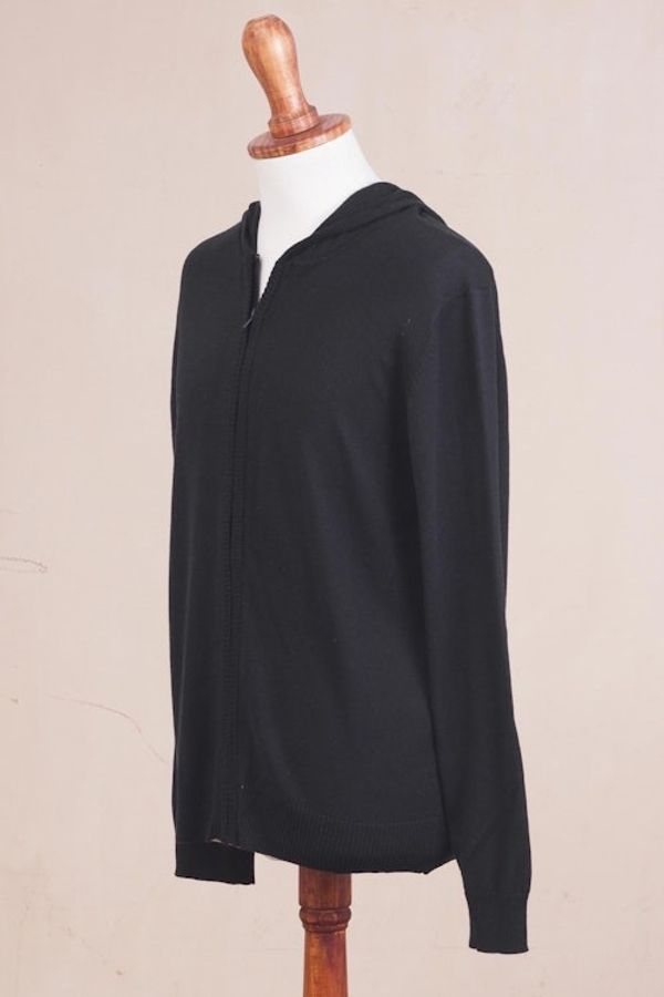 Alternate image for Black Cotton Blend Mens Hoodie Sweater Licorice Black Adventure