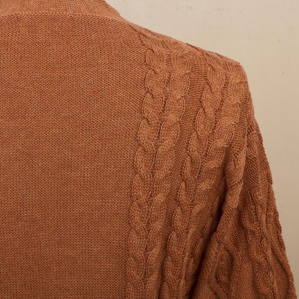 Alternate image for Eco Friendly Cable Knit Open Front Deep Orange Cardigan Ginger Cable Classic