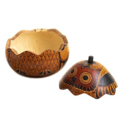 Alternate image for Decorative Owl Figures of Dried Mate Gourds from Peru Pair Fortunate Owls