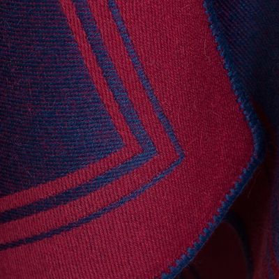 Alternate image for Reversible Alpaca Blend Ruana in Indigo and Wine Delightful Fantasy in Indigo