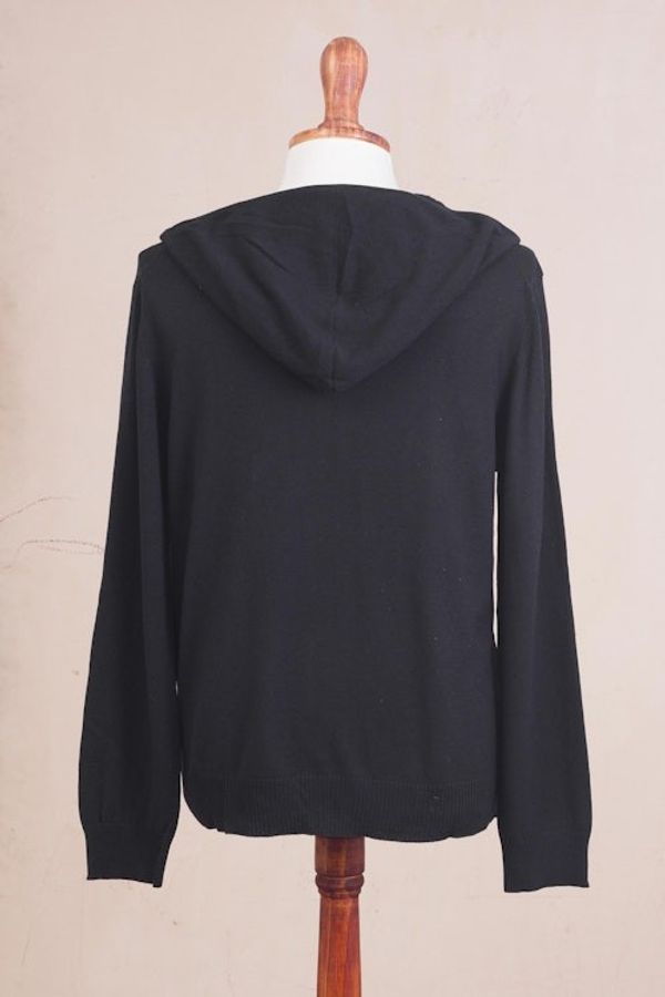Alternate image for Black Cotton Blend Mens Hoodie Sweater Licorice Black Adventure