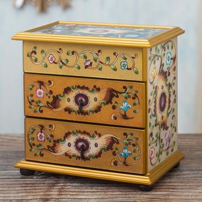Alternate image for Earth-Toned Reverse Painted Glass Jewelry Chest Earth Splendor