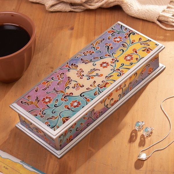 Alternate image for Floral Reverse-Painted Glass Decorative Box with Silver Trim Sweet Charm
