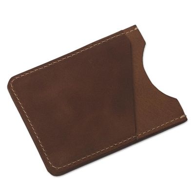 Alternate image for Two Slot Camel Brown Leather Card Holder from Peru Weekender in Camel