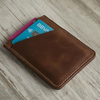 Alternate image for Two Slot Camel Brown Leather Card Holder from Peru Weekender in Camel