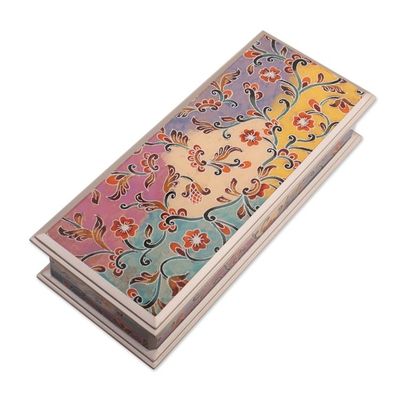 Alternate image for Floral Reverse-Painted Glass Decorative Box with Silver Trim Sweet Charm