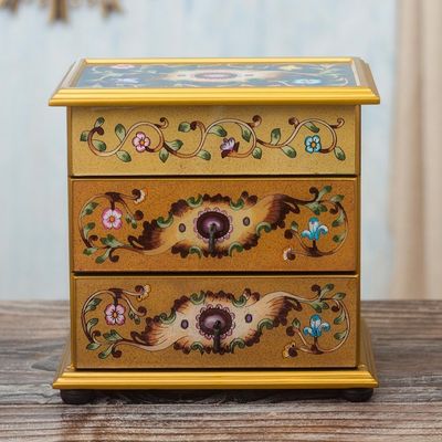 Alternate image for Earth-Toned Reverse Painted Glass Jewelry Chest Earth Splendor