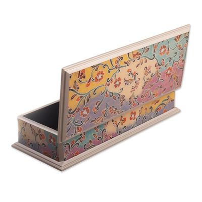 Alternate image for Floral Reverse-Painted Glass Decorative Box with Silver Trim Sweet Charm