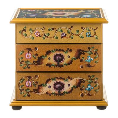 Alternate image for Earth-Toned Reverse Painted Glass Jewelry Chest Earth Splendor