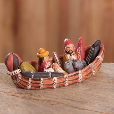 Alternate image for Peruvian Nativity Scene Ceramic Sculpture Born in a Canoe