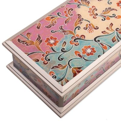 Alternate image for Floral Reverse-Painted Glass Decorative Box with Silver Trim Sweet Charm