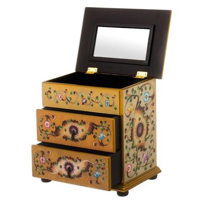 Alternate image for Earth-Toned Reverse Painted Glass Jewelry Chest Earth Splendor
