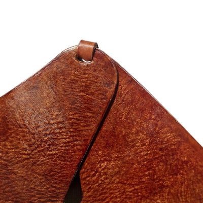 Alternate image for Artisan Crafted Brown Leather Sunflower Catchall from Peru Sunflower Charm