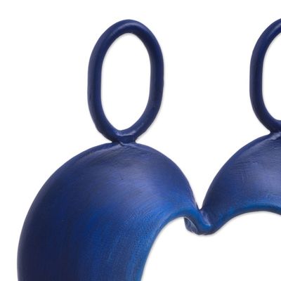 Alternate image for Abstract Steel Heart Sculpture in Dark Blue from Peru Our Heart in Dark Blue