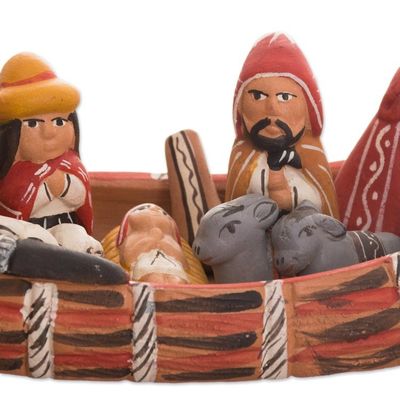 Alternate image for Peruvian Nativity Scene Ceramic Sculpture Born in a Canoe