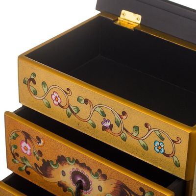 Alternate image for Earth-Toned Reverse Painted Glass Jewelry Chest Earth Splendor
